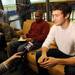 Michigan senior Zack Novak answers questions from the media at the Player Development Center during a tour on Tuesday. Melanie Maxwell I AnnArbor.com